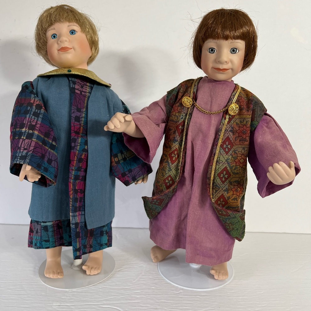 Vintage Ashton Drake Porcelain Doll Prince King Lot of 2 Dolls 12" with Stands